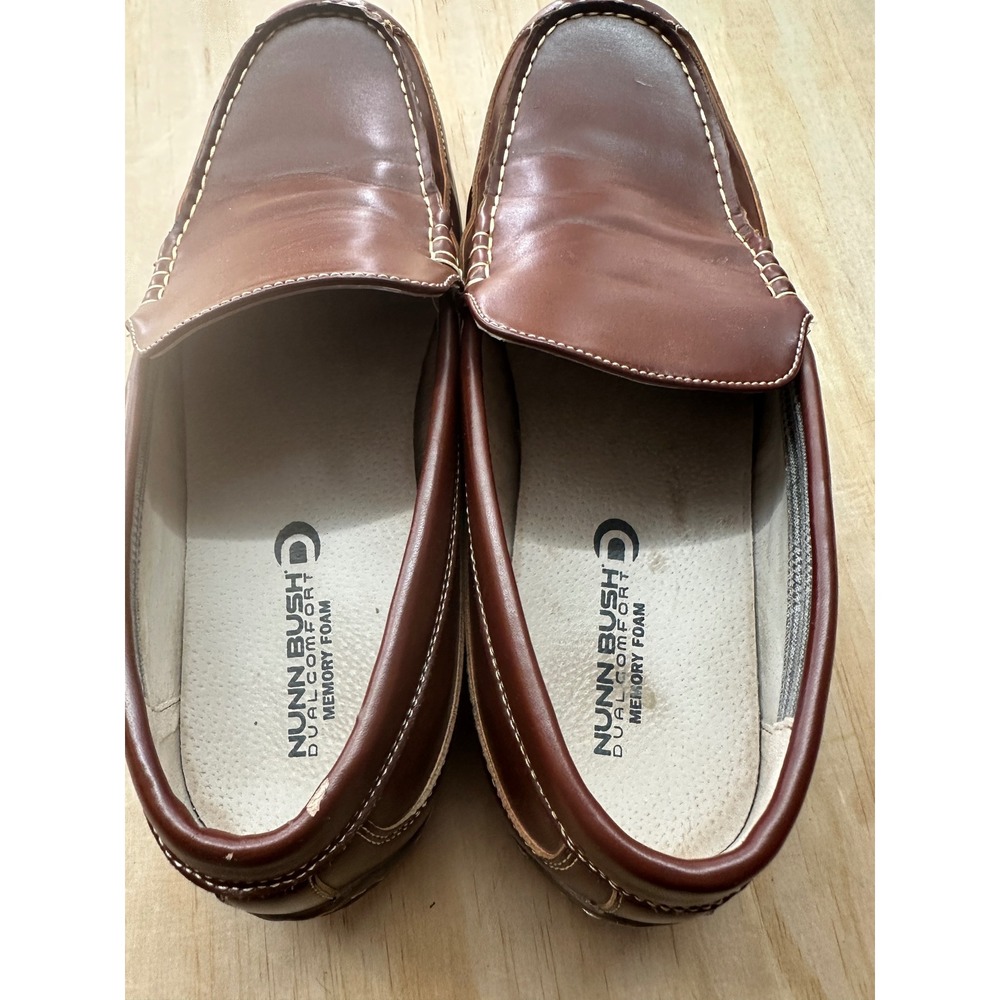 Nunn Bush Mens Brown Leather Dual‎ Comfort Memory Foam Slip On Loafers Shoes 11M - Picture 3 of 6